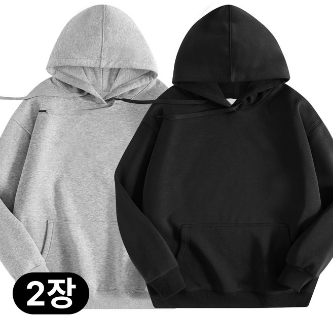 미와이 베이직 무지 오버핏 후드티 1+1