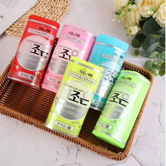 THE JOELIN LIVING & BATH 沐浴巾 尼龍製 顏色隨機出貨, 隨機, 4個