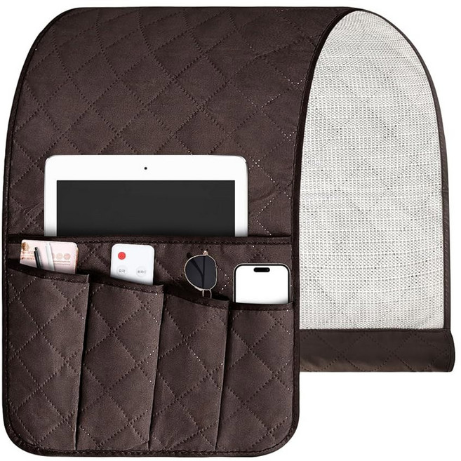 그레 소파 팔걸이 정리함 원격 홀더 6개 주머니 침대 옆 캐디 의자 팔 미끄럼 방지 리모컨 잡지 태블릿 폰북용