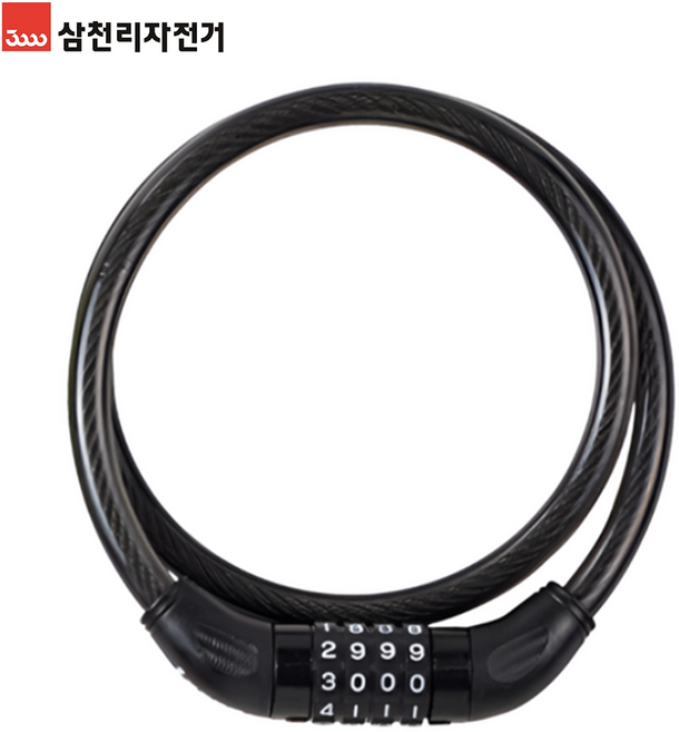 삼천리 4단 번호키 자전거 자물쇠 중, 블랙, 1개