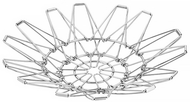 리브문 스테인리스 접이식 멀티 수납 바구니, 1개, 실버