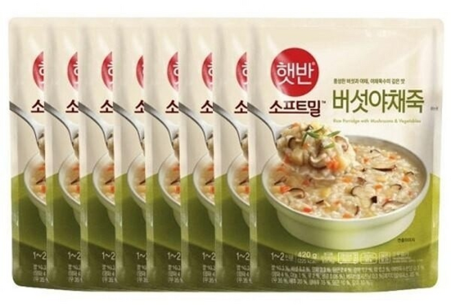 비비고햇반 소프트밀 버섯야채죽, 8개, 420g