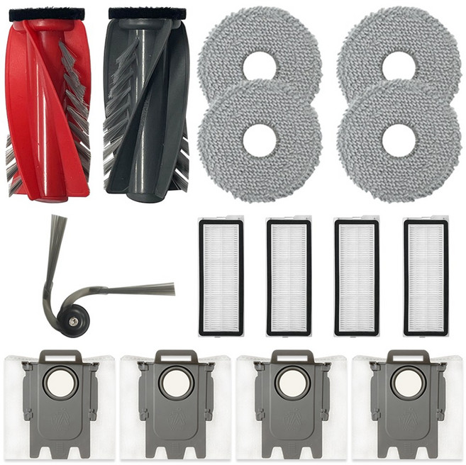 올데이컴퍼니 로보락 큐레보 Q revo curv C pro L Edge 엣지 프로 커브 호환 소모품 물걸레 더스트백 브러쉬 필터 사이드 걸레 먼지봉투 세트, 1개, 14개 set