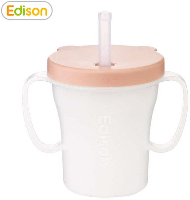 에디슨 베이비 흘림방지 빨대컵, 200ml, 1개, PINK