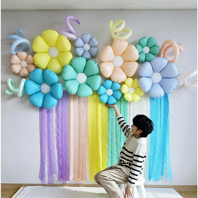 파스텔 꽃풍선 파티스트리머 생일파티 어린이날 이벤트 행사 포토존 풍선장식, 1세트