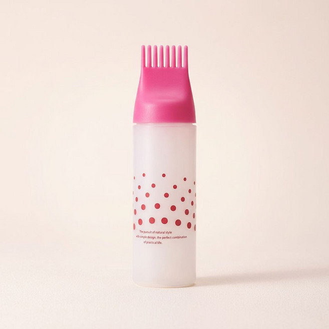 빗 일체형 헤어 공병 브러쉬 염색약통 셀프헤어용품, 3개, 핑크 도트