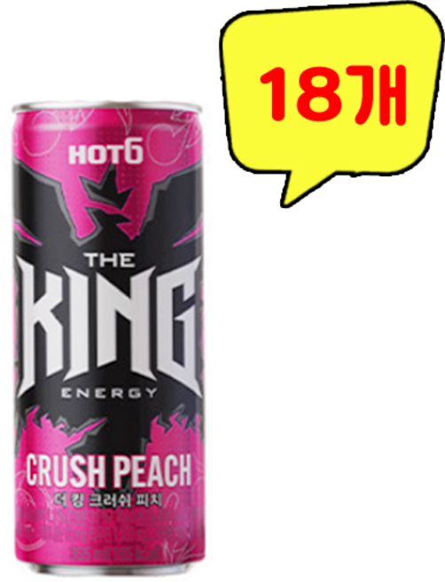핫식스 더킹 크러쉬 피치 에너지음료, 355ml, 18개