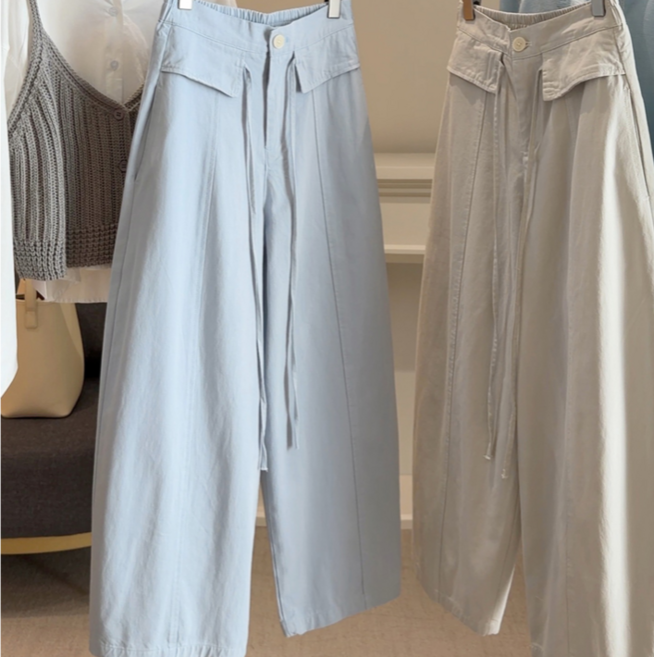 레이디 매직(lady magic) 여성 캐주얼 워싱 면 벌룬 와이드 팬츠 배기 바지