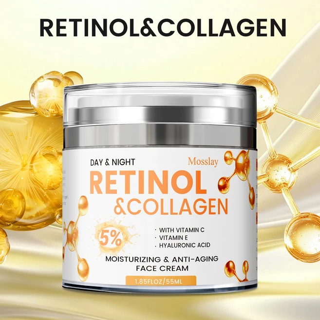 얼굴용 레티놀 크림 안티에이징: 콜라겐 히알루론산 함유 얼굴 목 주름 크림 - 남성 및 여성용 나이트 모이스처라이저 -, 2개, 55ml - 쿠팡