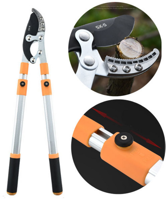 진성 sk-5 대형 5단 길이조절 양손 전지가위 전정가위 조경 원예용품, 1개