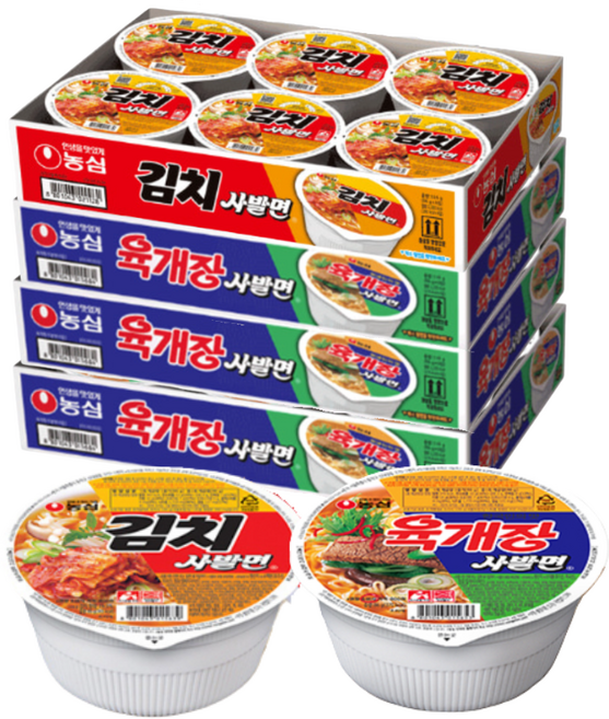 농심 육개장 사발면 86g 18개입 + 김치육개장 6개 캠핑 낚시 자취생 사무실 탕비실, 24개