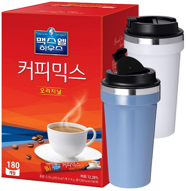 (동서식품) 맥스웰하우스 커피믹스 오리지날 180T + 더블스텐텀블러 증정, 1개, 180개입, 11.8g