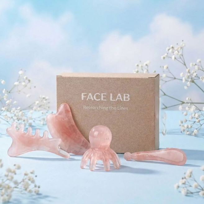 페이스랩 괄사세트 두피 얼굴 바디 관리 문어 하트 괄사 스틱, 혼합색상, 1개