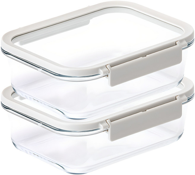 네오플램 코모도 내열유리 직사각 밀폐용기, 2개, 1L