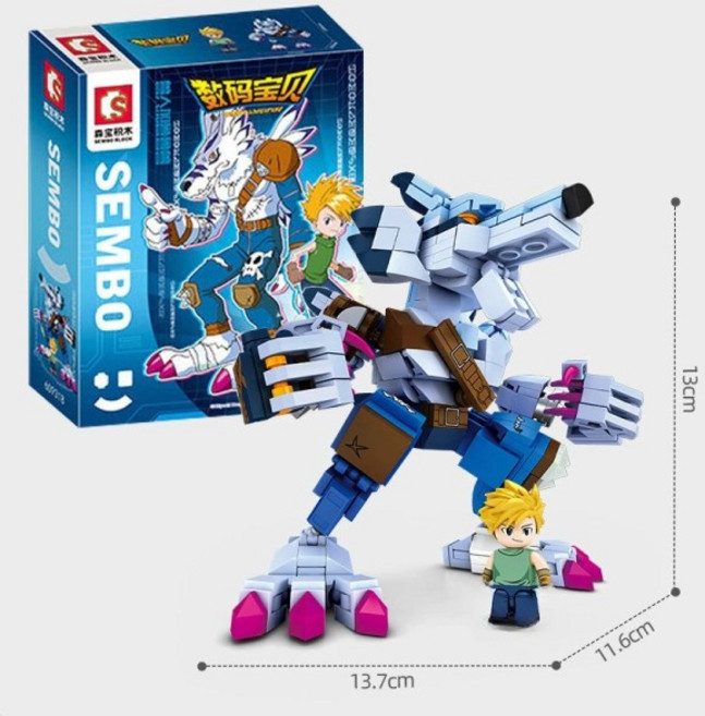 SEMBO 블록 빌딩 디지몬 어드벤처 애니메이션 가루루 전쟁 그레이몬 모델 접합 교육 장난감 생일 선물, 1개