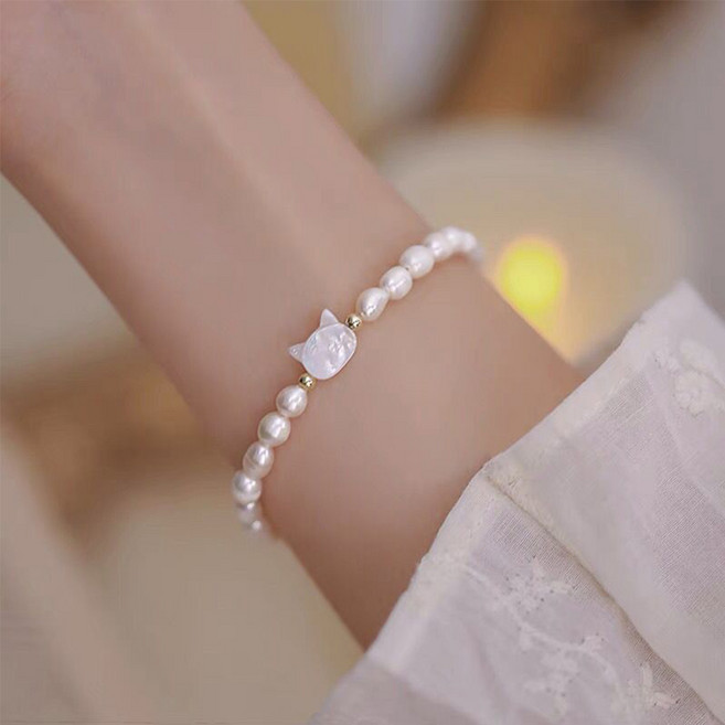 오누이디스플레이 천연원석 담수진주 딸기수정 화전옥 팔찌 D20