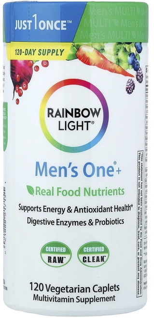 Rainbow Light 남성용 One®+ Real Food Nutrients 베지 정제 120정, 1개 - 쿠팡