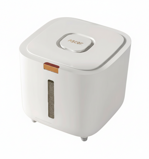 스마트 자동 쌀통 쌀 디스펜서 10kg 대용량 터치 계량 분리 세척 쌀 보관함, 화이트, 1개