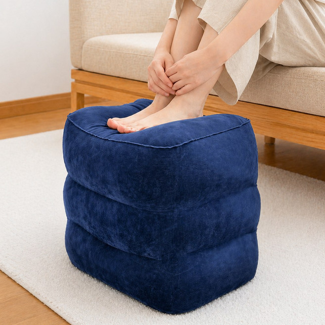 스토리빙 에어 3단 발 받침대 쿠션 + 파우치, 블루