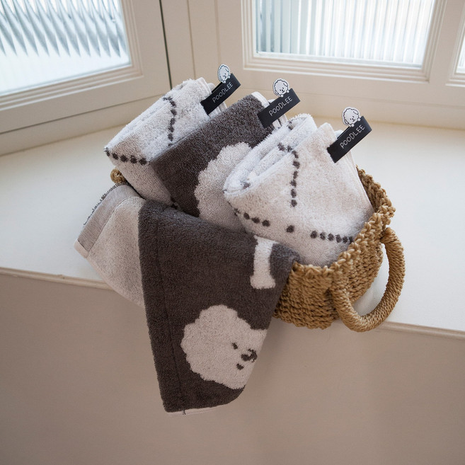 선염 양면 핸드타월 주방 고리수건 키친크로스 푸들이핸드 3매, 3개, 혼합