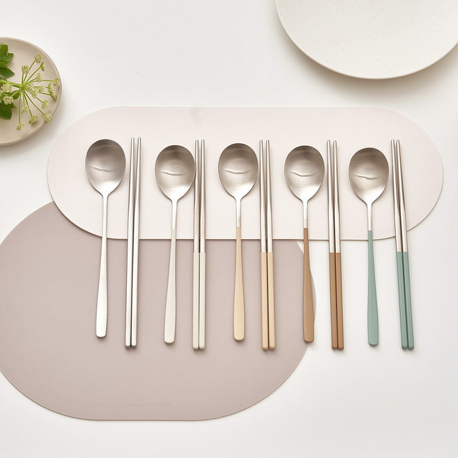 얼라이브즈 라우엘 컬러 304 스텐 커트러리 구르메 4인 수저세트 (5colors) 숟가락4P+젓가락4P, 1세트, 올컬러-실버제외