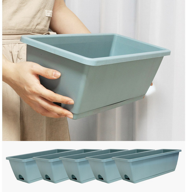 지피코 직사각형 텃밭 베란다 화분, 5개, 스카이블루