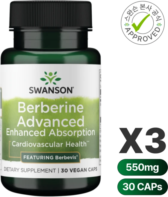 Swanson 베르베린 어드벤스드, 3통, 30정 - 쿠팡