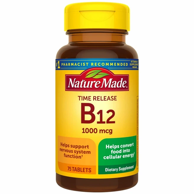 네이처 메이드 비타민B12 1000mcg 타임릴리스 타블렛 Nature made Vitamin B12 Tablets, 1개, 75정 - 쿠팡