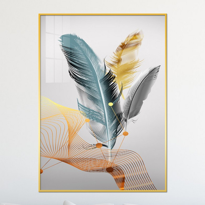 아트블루 돈 돌어오는 풍수 인테리어 액자 그림, 2_기하학 깃털