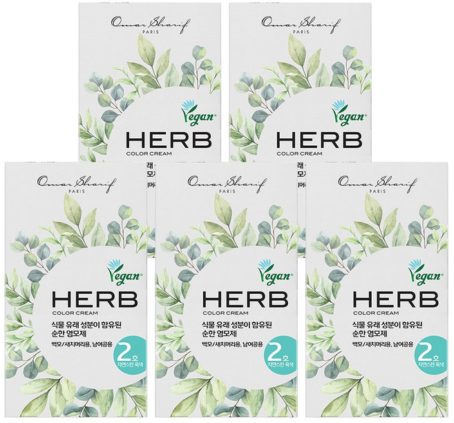 동성제약 허브 칼라크림 염모제, 2호 자연스러운 흑색, 5개
