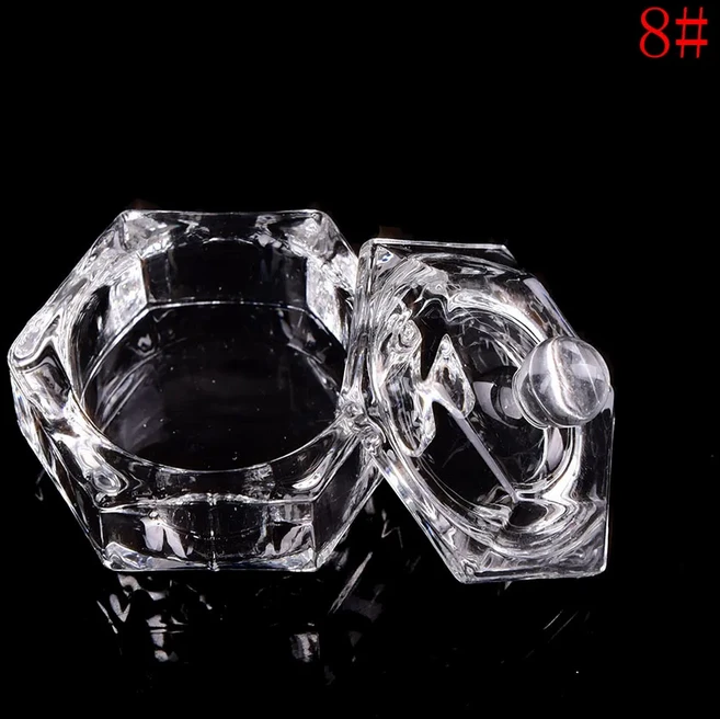 크리스탈 유리 Dappen 접시 뚜껑 그릇 컵 홀더 매니큐어 장비 네일 도구 네일 아트 아크릴 파우더 액체 1