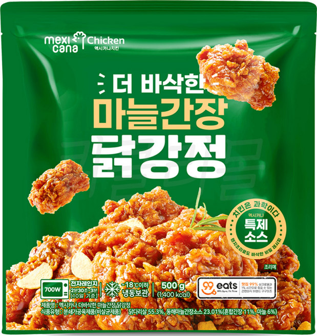 [팔도맛쟁이] 멕시카나 더 바삭한 닭강정 마늘간장맛, 1개, 500g