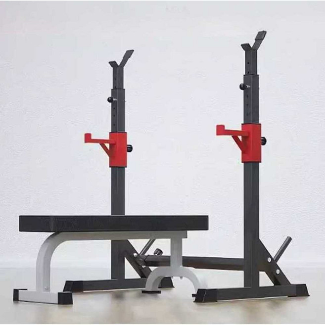 스쿼트 랙 바벨 거치대 고정식 홈트레이닝 받침대 기구 헬스장 보드 조절 가능 누워서 운동, 6. 레드앤블랙원피스스쿼트랙