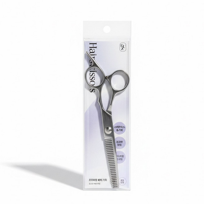 이지유 헤어 숱가위 틴닝 셀프 정밀커팅 프리미엄 미용가위 이발 커트, 1개, 실버