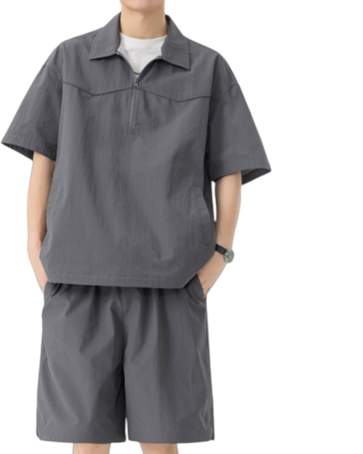 THE G&G 남성용 카라 반집업 반팔티 반바지 트레이닝 상하세트-BBKK