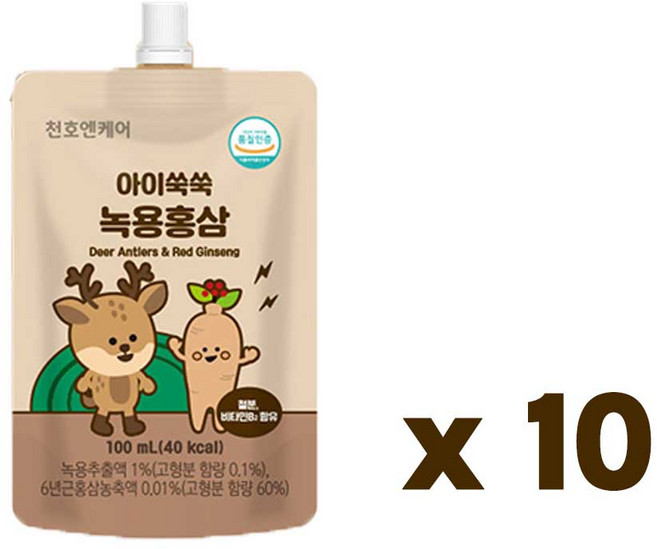 천호엔케어 아이쑥쑥녹용홍삼 어린이건강식품, 10개, 100ml