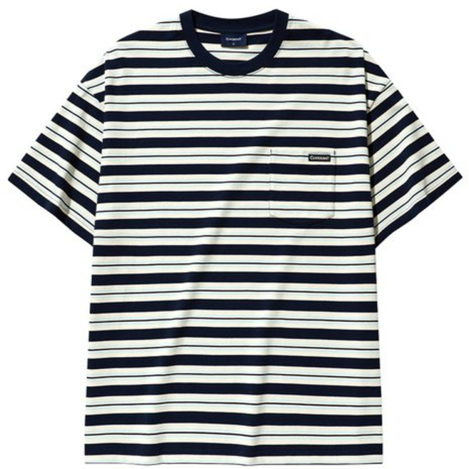 백화점정품 커버낫 티셔츠 반팔 긴팔 선물 커플 멀티 스트라이프 다크 네이비 CO2502ST08DN 면티 간절기 커플티 커버낫티셔츠 산책커버낫 산책
