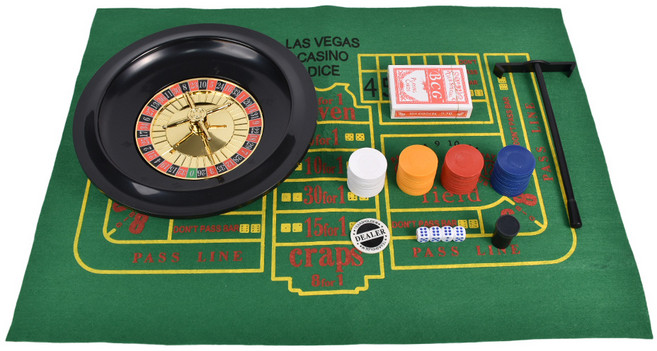 비투비돔 카지노 게임 룰렛 포커 블랙잭 크랩스 트럼프카드 칩 보드게임 5종 풀세트, 1개, 1개