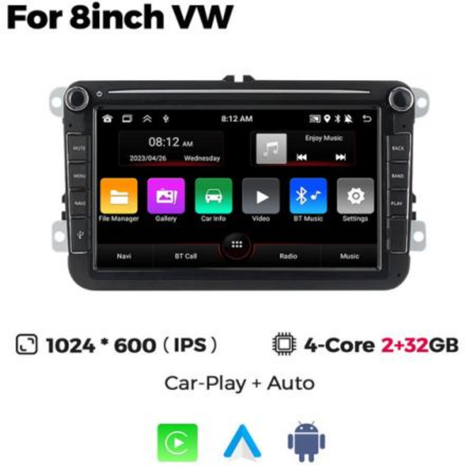 카플레이모니터 안드로이드 오토 블루투스 올인원 차량용 무선 네비게이션 폭스바겐 VW 파사트 B6 B7 CC 티구안 투란 골프 멀티미디어 GPS 내비게이션 자동차 스테레오 신제품, 없음, 7) 8inch 2G 32G