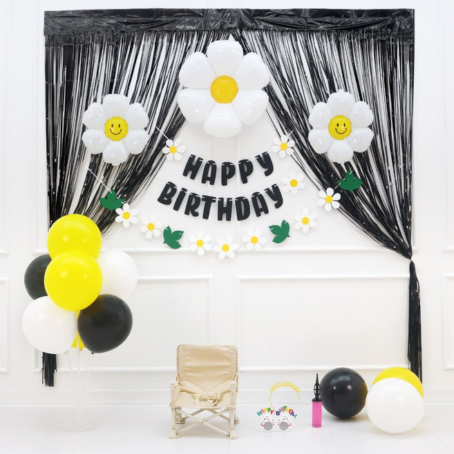파티짱 생일 데이지 풍선 가랜드 세트, 1세트, 블랙