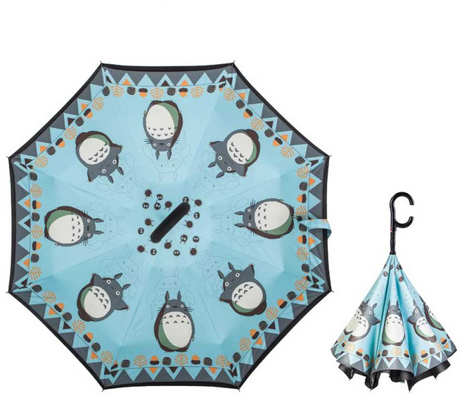 캐릭터 자동 양산산 토토로 우산 거꾸로우산 초경량 쿠로미 우양산 자동우산 차단 어린이, 8. 토토로 하늘색 자동 (115cm)
