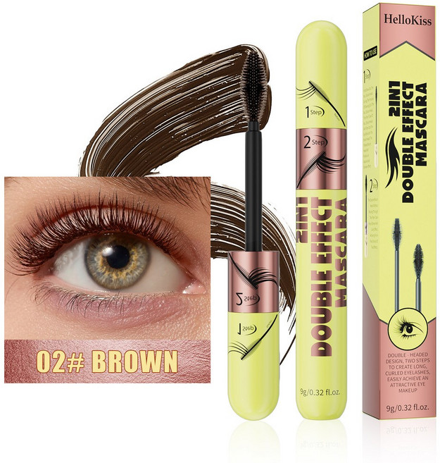 Hellokiss 雙效睫毛膏 纖長捲翹濃密 防水, 1個, 銷售，購買等同默認公司免責申明）