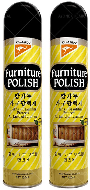 국산 가구광택제 420ml 캉가루 스프레이형 원목 옷장 서랍장 광택 보호, 2개