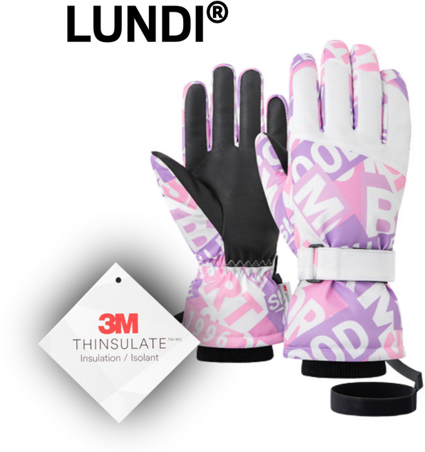 런디 3M 남녀공용 방수 터치 스키 보드 장갑, 핑크, 1세트