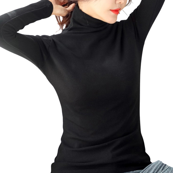 로로스키니 여성 기모 터틀넥 목폴라 니트 티 목 카라