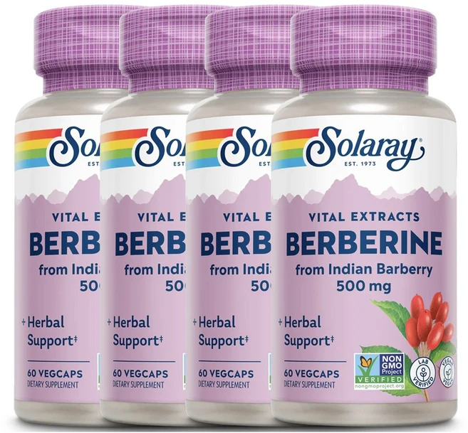 솔라레이 바이탈 추출물 베르베린 500mg 60캡슐, 60정, 4개 - 쿠팡