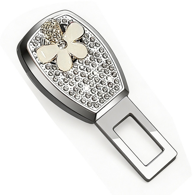 안전벨트 연장 클립 합금 아름답고 내구성이 뛰어남 다양한 옵션, 1개, 꽃 - 흰색