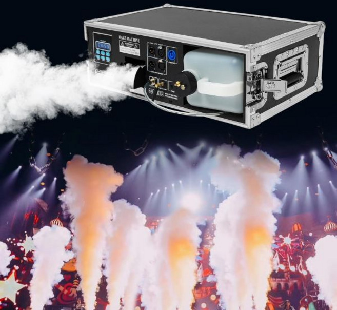 헤이즈 머신 1500W 3L 무대 프로 프로그 연기 효과 헤이저 플라이트 케이스 세트 원격 제어 DMX 512 조명 쇼 향상 DJ 할로윈 클럽 크리스마스 웨딩용, 헤이즈 머신 1500W 3L 무대 프로 프로그 연기 효
