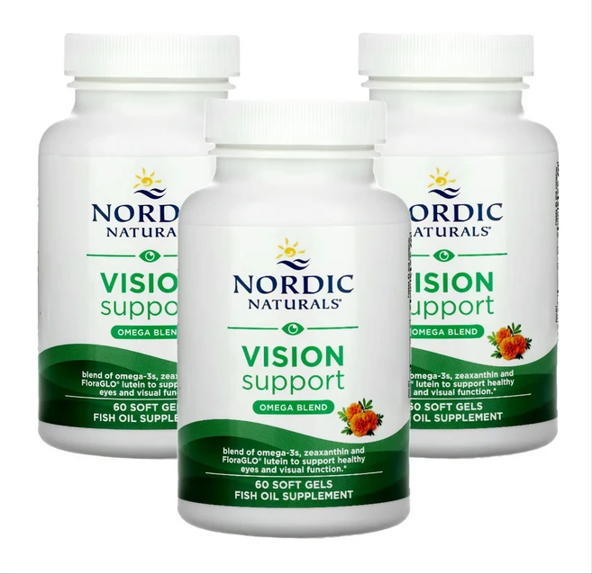 노르딕 내추럴스 비전 서포트 오메가 1460mg 루테인 지아잔틴 60소프트젤 X 3통, 3개 - 쿠팡