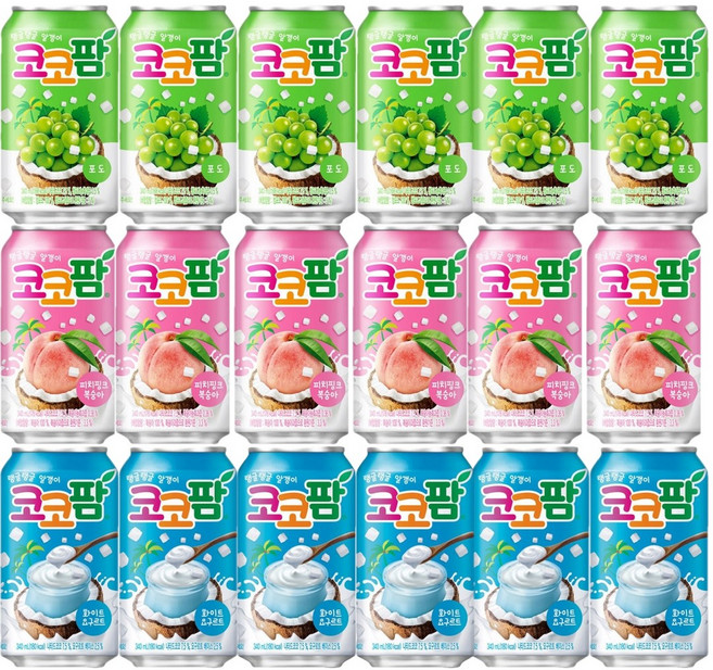 [올쇼유코코팜기획제품]코코팜 340ml 포도8개+피치핑크8개+화이트8개, 1세트